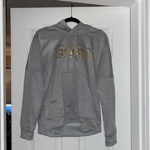 Gray Adidas Hoodie with Gold Foil Lettering XL